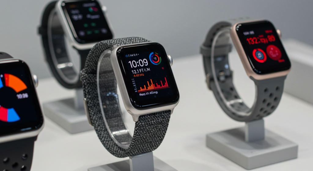 A display of Apple AI Smartwatch Rumors: Top AI Wearables 2025